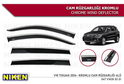 Niken Volkswagen Tiguan 2016-2023 Kromlu Cam Rüzgarlığı 4 lü
