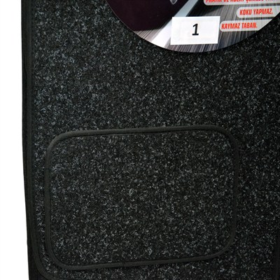 NYF 01 Velur Siyah Halı Paspas Kırçıllı (Biye Siyah) 5 Parça