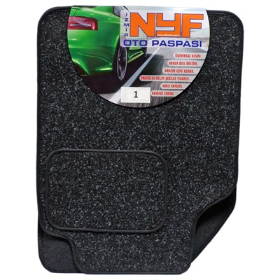 NYF 01 Velur Siyah Halı Paspas Kırçıllı (Biye Siyah) 5 Parça