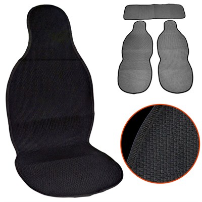 NYF 02 Terletmez Minder Pamuklu Siyah 3 lü Set (2 Ön Pilot + 1 Arka Oturma)