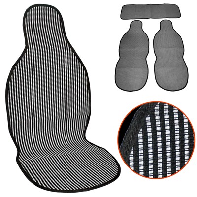 NYF 04 Terletmez Minder Pamuklu Açık Gri-Siyah 3 lü Set (2 Ön Pilot + 1 Arka Oturma)
