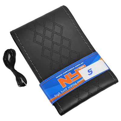 NYF 05 Dikmeli Direksiyon Kılıfı Baskılı (Baklava) Siyah (Siyah Dikiş) 38 cm