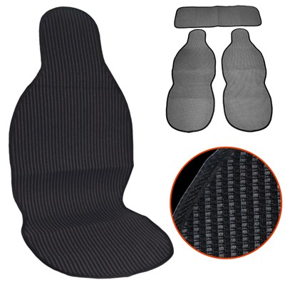 NYF 05 Terletmez Minder Pamuklu Füme-Siyah 3 lü Set (2 Ön Pilot + 1 Arka Oturma)
