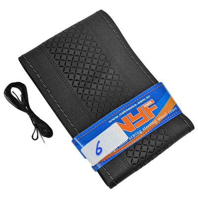 NYF 06 Dikmeli Direksiyon Kılıfı Baskılı (Kapitone) Siyah (Siyah Dikiş) 38 cm