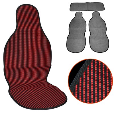NYF 06 Terletmez Minder Pamuklu Kırmızı-Siyah 3 lü Set (2 Ön Pilot + 1 Arka Oturma)
