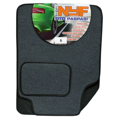 NYF 06 Velur Füme Halı Paspas (Biye Siyah) 5 Parça
