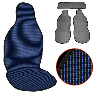 NYF 07 Terletmez Minder Pamuklu Mavi-Siyah 3 lü Set (2 Ön Pilot + 1 Arka Oturma)