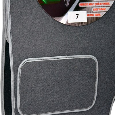 NYF 07 Velur Füme Halı Paspas (Biye Gri) 5 Parça