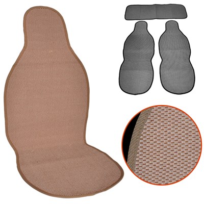 NYF 08 Terletmez Minder Pamuklu Koyu Krem 3 lü Set (2 Ön Pilot + 1 Arka Oturma)