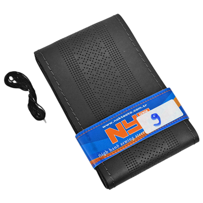 NYF 09 Dikmeli Direksiyon Kılıfı Baskılı (Nokta) Siyah (Siyah Dikiş) 38 cm