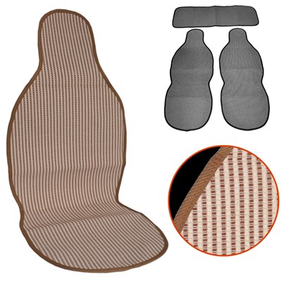 NYF 09 Terletmez Minder Pamuklu Koyu Krem-Açık Krem 3 lü Set (2 Ön Pilot + 1 Arka Oturma)