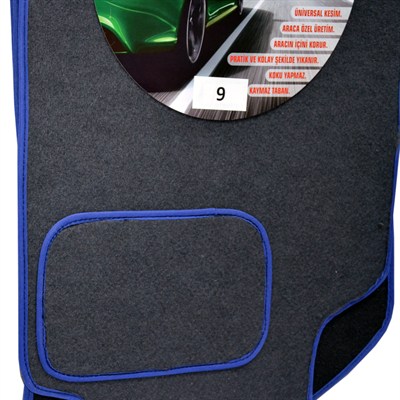 NYF 09 Velur Füme Halı Paspas (Biye Mavi) 5 Parça