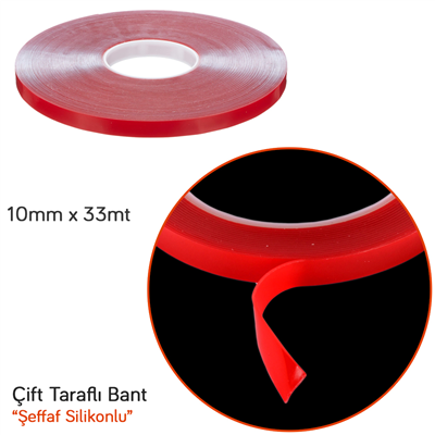 NYF 10 mm x 33 mt Çift Taraflı Silikonlu Bant Şeffaf