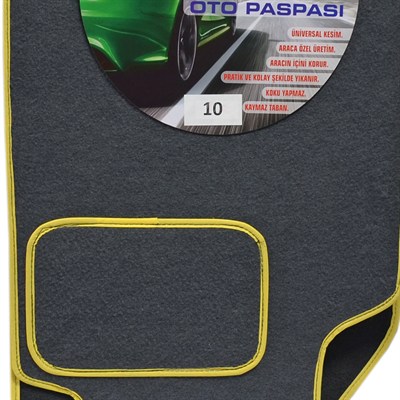 NYF 10 Velur Füme Halı Paspas (Biye Sarı) 5 Parça