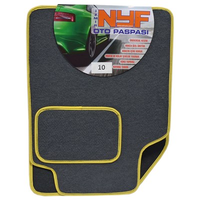 NYF 10 Velur Füme Halı Paspas (Biye Sarı) 5 Parça