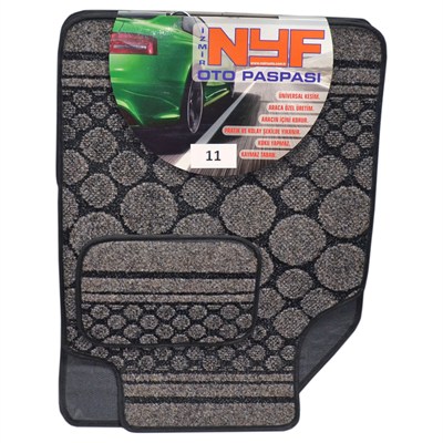 NYF 11 Velur Kahve Halı Paspas Taş (Biye Siyah) 5 Parça