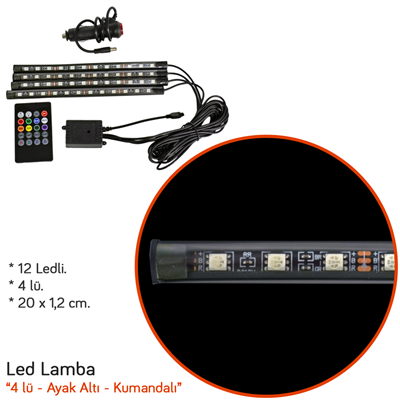 NYF 12V Led Lamba Ayak Altı Kumandalı 12 Ledli 4 lü