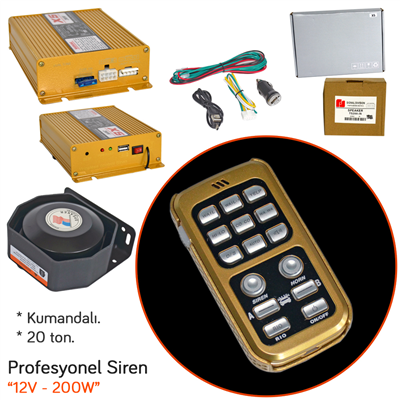 NYF 12V Profesyonel Siren 200W X5 AS9000B + Speaker TS200-N