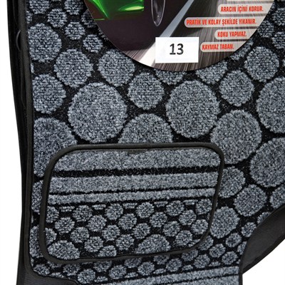 NYF 13 Velur Siyah Halı Paspas Taş (Biye Siyah) 5 Parça