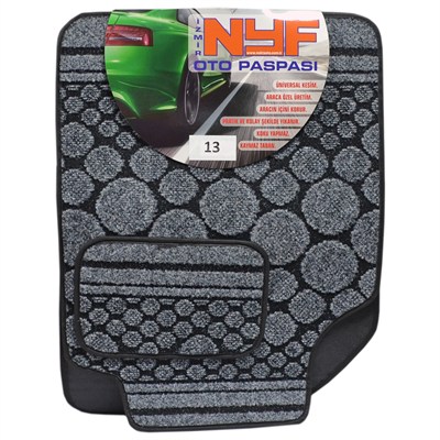 NYF 13 Velur Siyah Halı Paspas Taş (Biye Siyah) 5 Parça