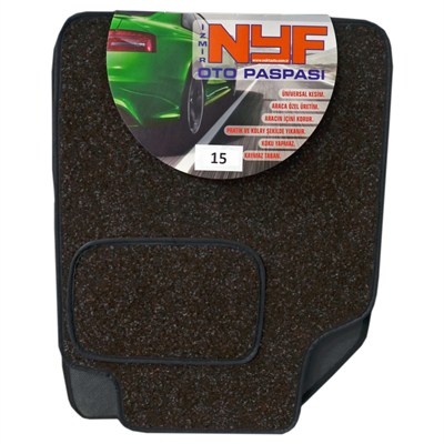 NYF 15 Velur Kahve Halı Paspas (Biye Kahve) 5 Parça