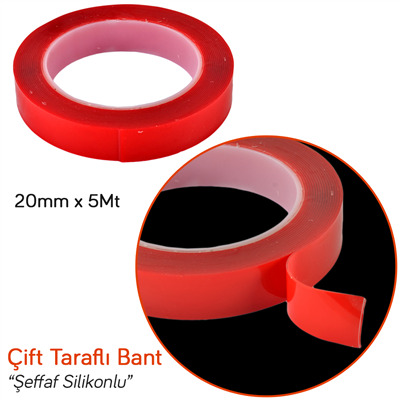 NYF 20 mm x 5 mt Çift Taraflı Silikonlu Bant Şeffaf