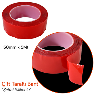 NYF 50 mm x 5 mt Çift Taraflı Silikonlu Bant Şeffaf