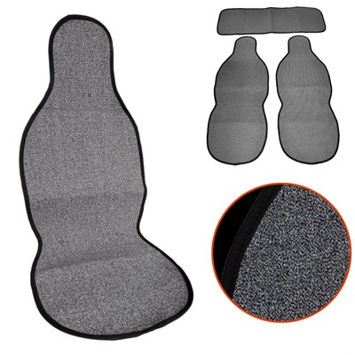 NYF 51 Terletmez Minder Premium Pamuklu Gri 3 lü Set (2 Ön Pilot + 1 Arka Oturma)