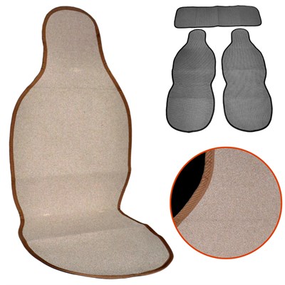 NYF 56 Terletmez Minder Premium Pamuklu Bej 3 lü Set (2 Ön Pilot + 1 Arka Oturma)