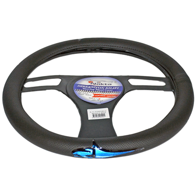 NYF A-11 Geçmeli Direksiyon Kılıfı Fosforlu Siyah (Meşale Mavi) 38 cm