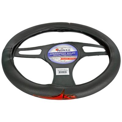 NYF A-12 Geçmeli Direksiyon Kılıfı Fosforlu Siyah (Meşale Kırmızı) 38 cm