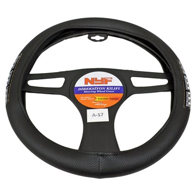 NYF A-17 Geçmeli Direksiyon Kılıfı Fosforlu Siyah (Dama Gri) 38 cm