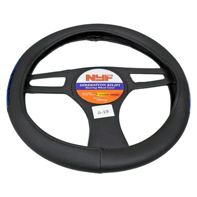 NYF A-19 Geçmeli Direksiyon Kılıfı Fosforlu Siyah (Dama Mavi) 38 cm