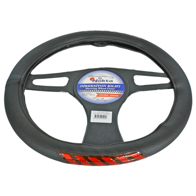 NYF A-20 Geçmeli Direksiyon Kılıfı Fosforlu Siyah (Ok İşareti Kırmızı) 38 cm
