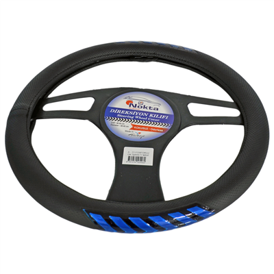 NYF A-21 Geçmeli Direksiyon Kılıfı Fosforlu Siyah (Ok İşareti Mavi) 38 cm