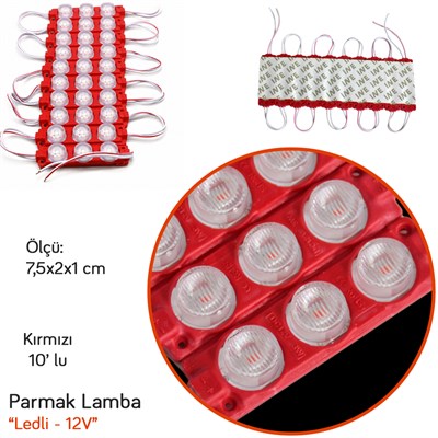 NYF Benmax 12V Parmak Lamba Modül Led 3 lü Kırmızı 10 lu BX12 046