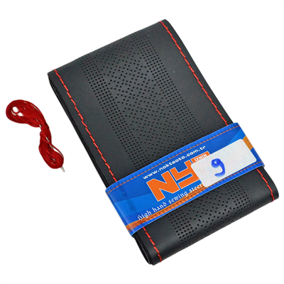 NYF Dikmeli Direksiyon Kılıfı Baskılı (Nokta) Siyah (Kırmızı Dikiş) 09