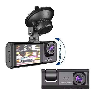 NYF DVR Kayıt Cihazı Araç İçi 2 inç Ekranlı Park Kitli Üç Kameralı Vantuzlu (64GB Destekli)