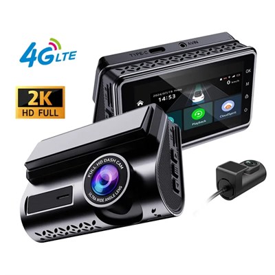 NYF DVR Kayıt Cihazı Araç İçi 3 inç 2K 4G Bağlantı Destekli+GPS+Wifi İki Kameralı (512 GB Destek)