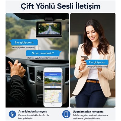 NYF DVR Kayıt Cihazı Araç İçi 3 inç 2K 4G Bağlantı Destekli+GPS+Wifi İki Kameralı (512 GB Destek)