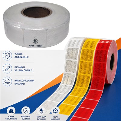 NYF Fosfor Bant Parçalı Reflektiv 5,1 cm x 50 mt Beyaz (E Belgeli) BX14 070