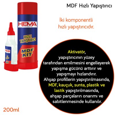 NYF Hema MDF Hızlı Yapıştırıcı ve Aktivatör 200 Ml + 50 gr HM 012
