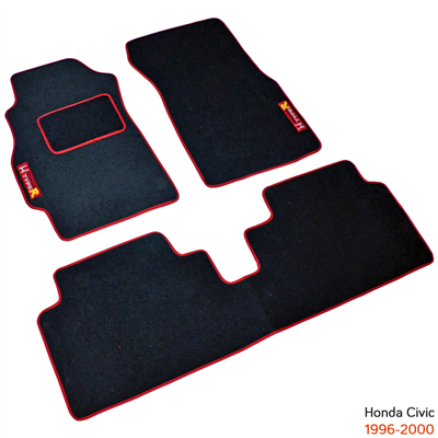 NYF Honda Civic 1996-2000 Siyah Halı Paspas (Biye Kırmızı)