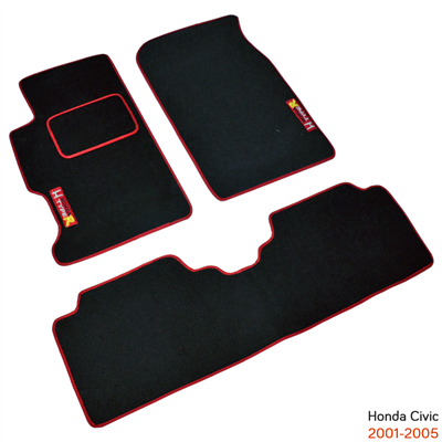 NYF Honda Civic 2001-2005 Siyah Halı Paspas (Biye Kırmızı)