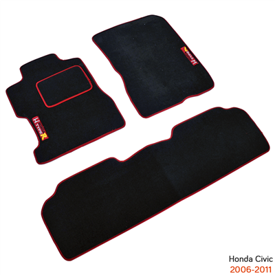 NYF Honda Civic 2006-2011 Siyah Halı Paspas (Biye Kırmızı)