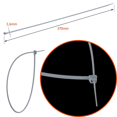NYF Kablo Bağı Plastik Gri 3,6 x 370 mm 100 lü (Nylon 6.6) EB.11.211