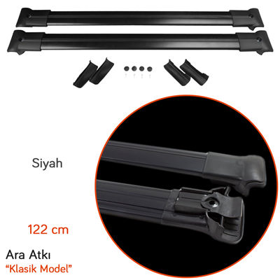 NYF Klasik Ara Atkı (Cross Bars) 122 cm Siyah (Long)