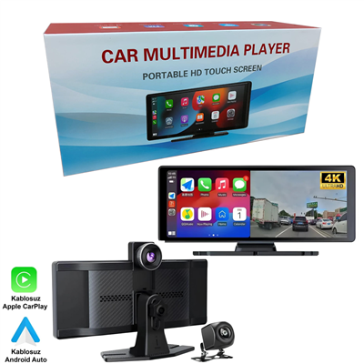 NYF MB-250 DVR Kayıt Cihazı 10 inç 4K Carplay ve Android Uyumlu Çift Kameralı 128 GB (Wevolt)