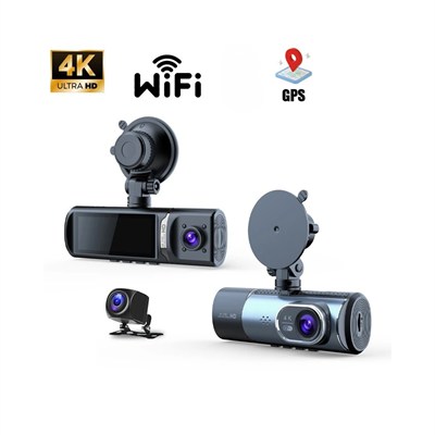 NYF MB-470 Wevolt DVR Kayıt Cihazı Araç İçi 3 inç 4K GPS+Wifi Üç Kameralı (128 GB Destekli)