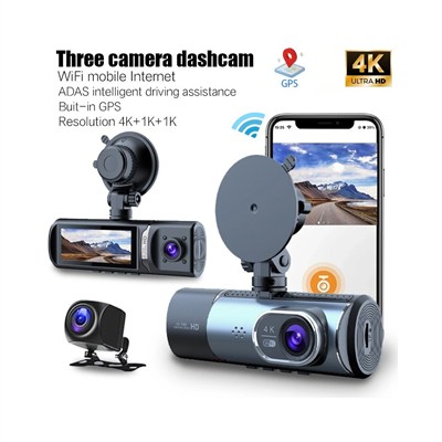 NYF MB-470 Wevolt DVR Kayıt Cihazı Araç İçi 3 inç 4K GPS+Wifi Üç Kameralı (128 GB Destekli)